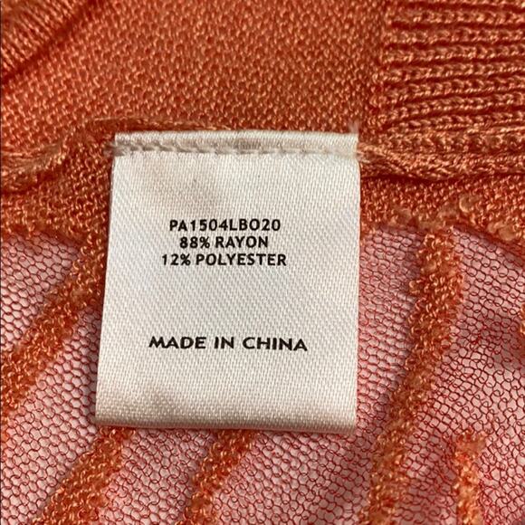 Parker sheer pullover casual top fine gauge knit peach short sleeve size S - Picture 5 of 6